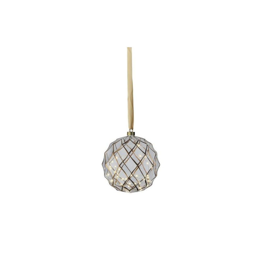 ORNAMENTO VETRO 40 LED ORO D.19